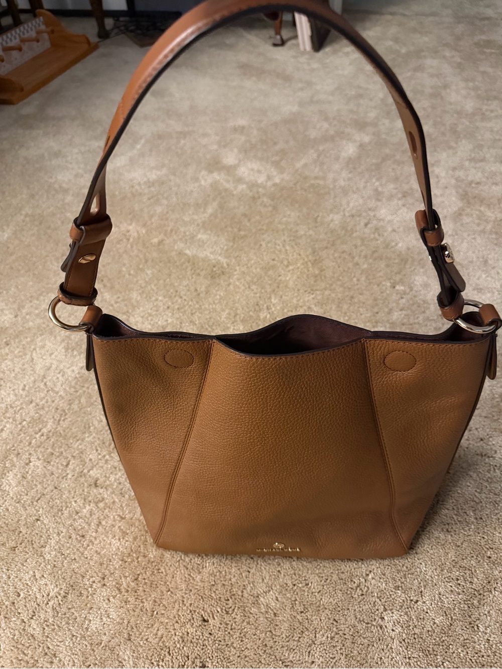 Michael Kors Cognac Pebbled Leather Shoulder Hobo